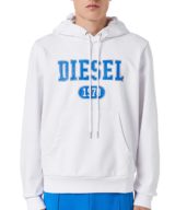 Sudadera blanca Diesel con capucha y logotipo en la parte delantera