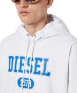 Sudadera blanca Diesel con capucha y logotipo en la parte delantera