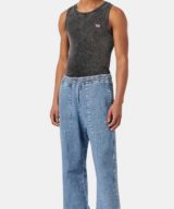 Pantalón azul Diesel D-Martians Track Denim Joggjeans con logotipo D en la parte delantera