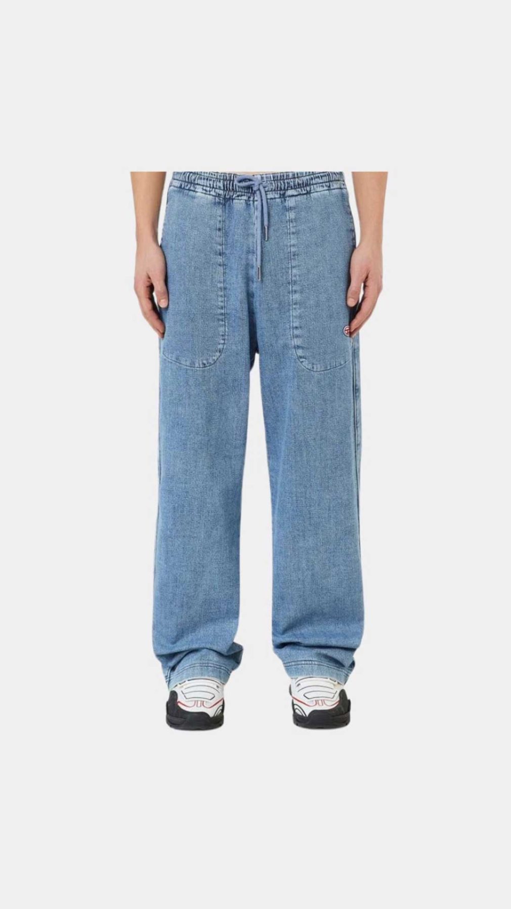 Pantalón azul Diesel D-Martians Track Denim Joggjeans con logotipo D en la parte delantera