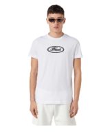 Camiseta blanca Diesel logotipo vintage estampado en relieve en la parte delantera