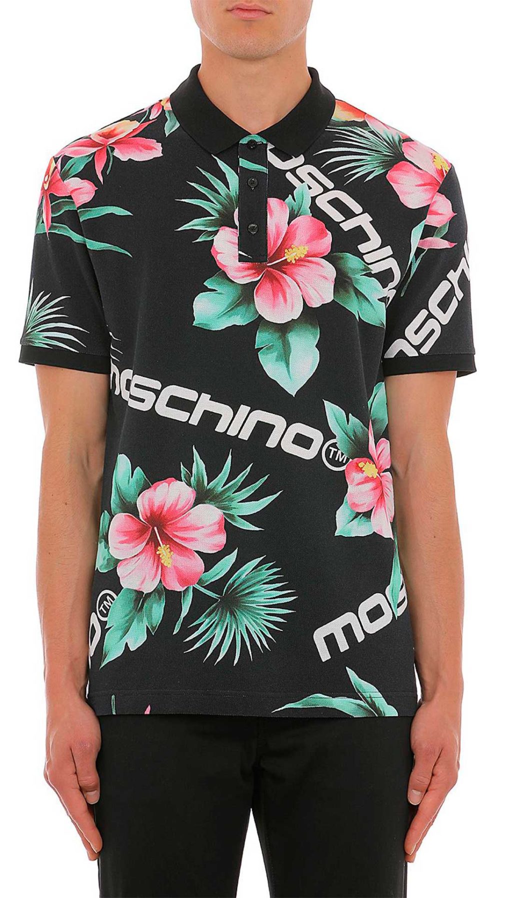 Polo Moschino con estampado floral y del logo