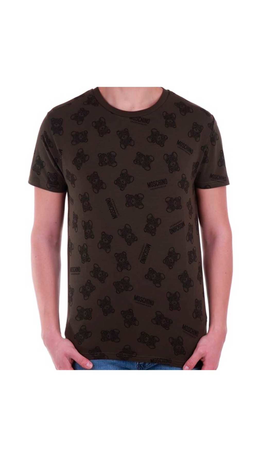 Camiseta verde Moschino con estampado de Teddy Bear y del  logotipo