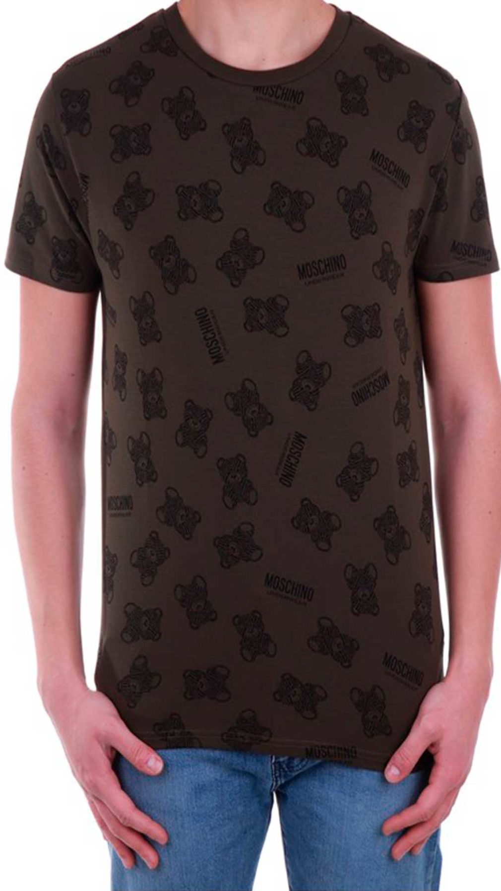 Camiseta verde Moschino con estampado de Teddy Bear y del  logotipo