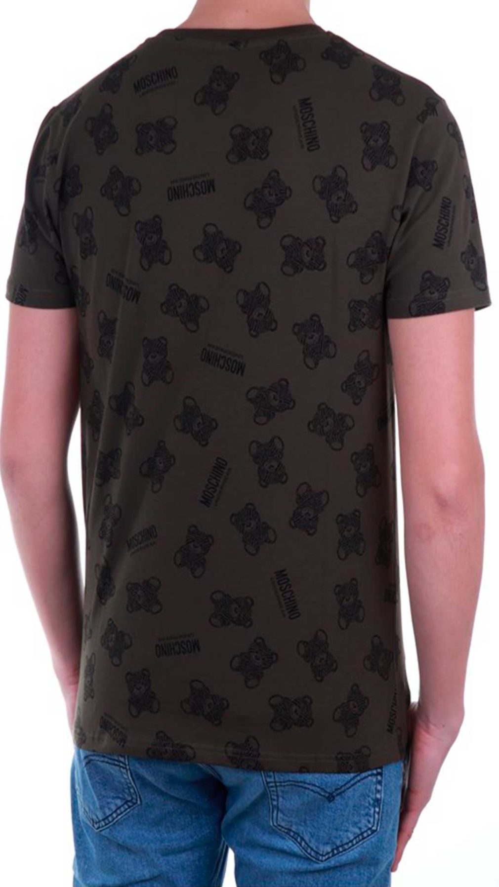 Camiseta verde Moschino con estampado de Teddy Bear y del  logotipo