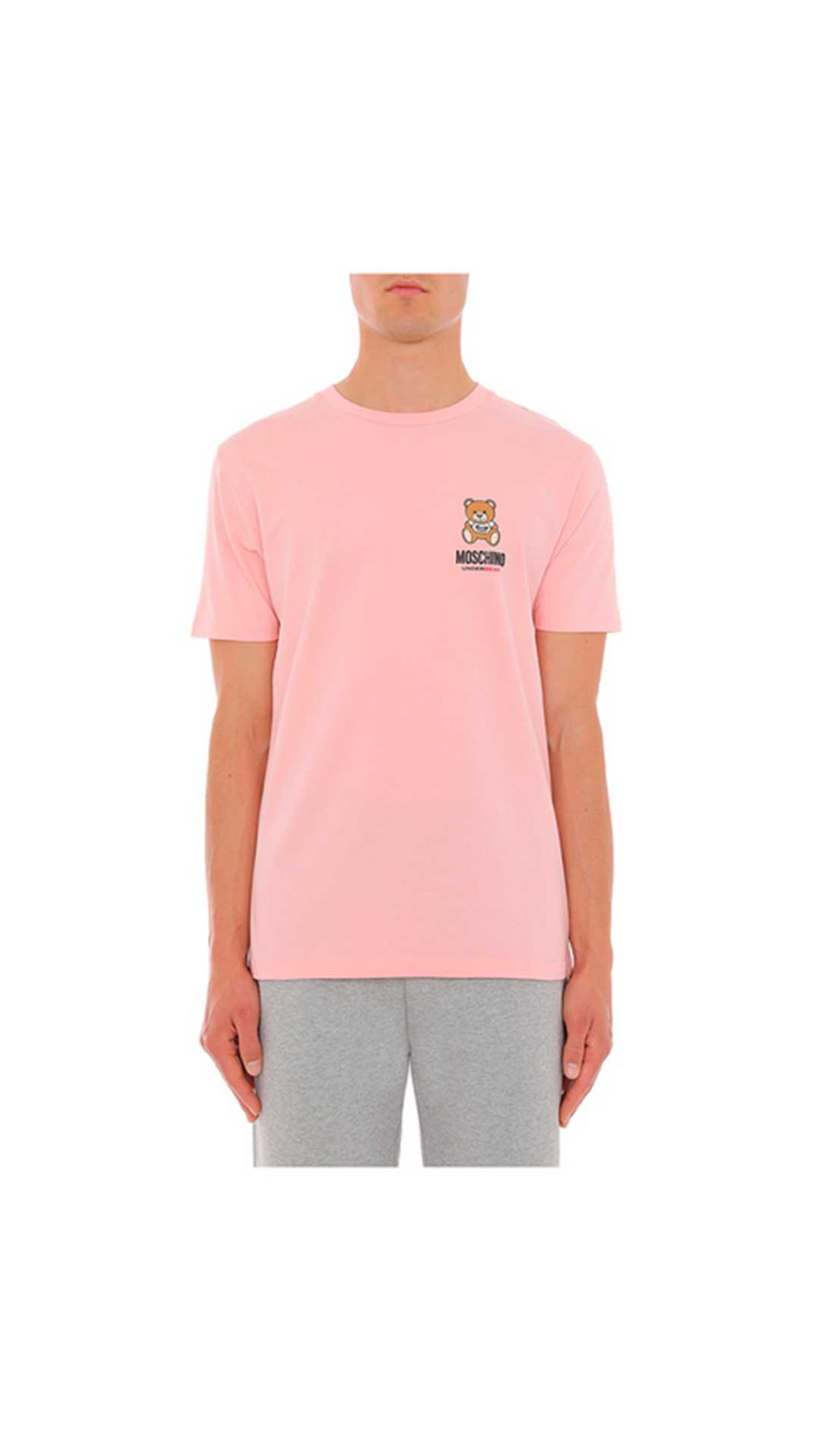 Camiseta rosa Moschino con estampado Teddy Bear y logotipo