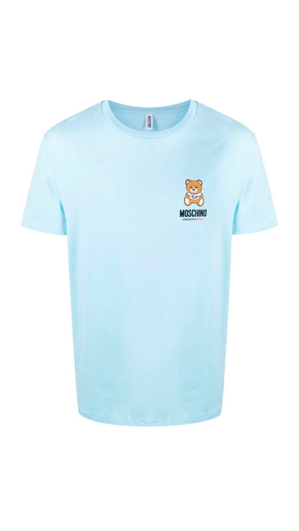 Camiseta azul Moschino con estampado Teddy Bear y logotipo