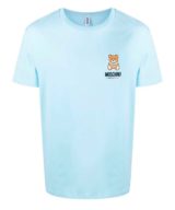Camiseta azul Moschino con estampado Teddy Bear y logotipo
