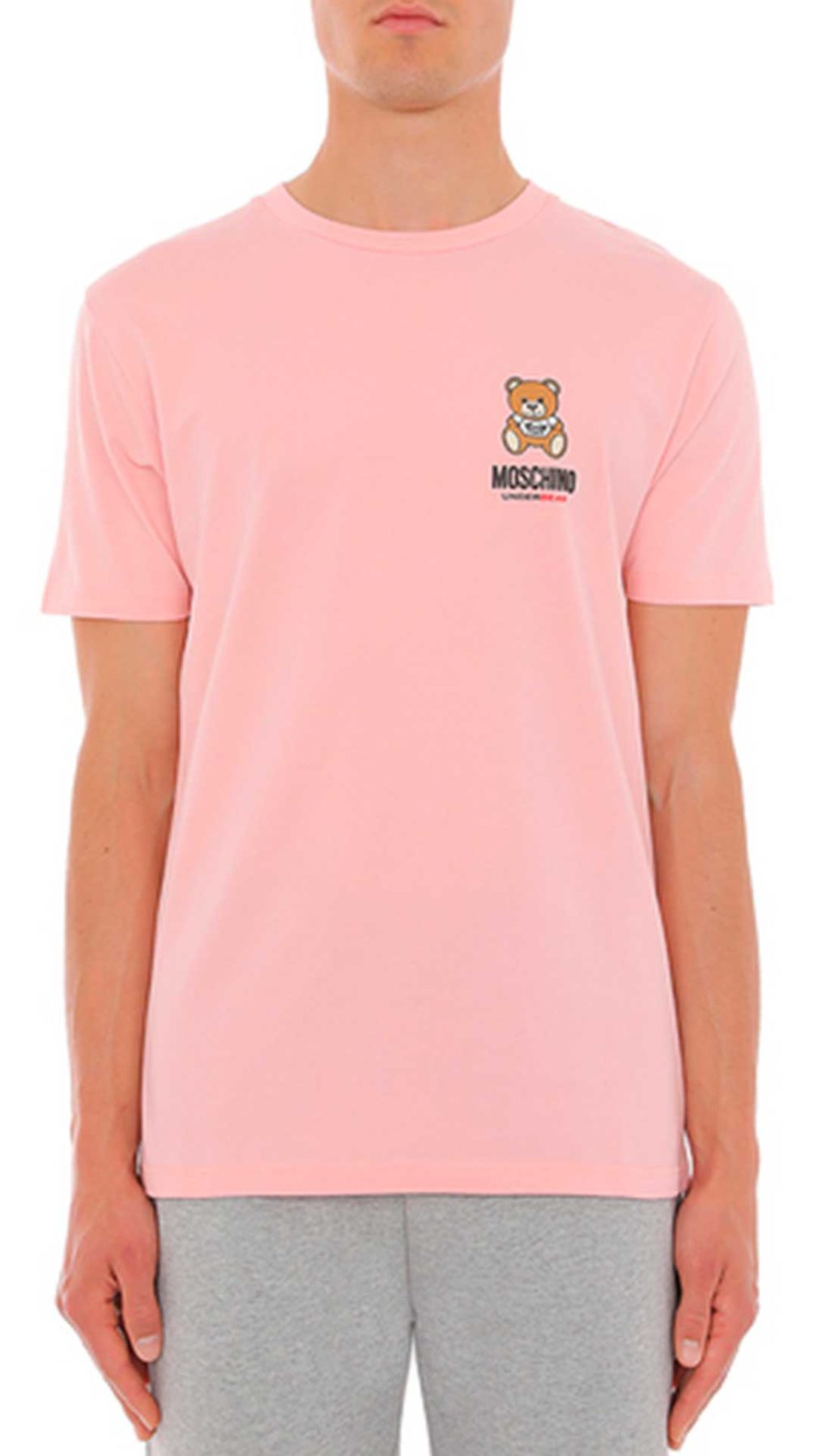 Camiseta rosa Moschino con estampado Teddy Bear y logotipo