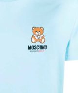 Camiseta azul Moschino con estampado Teddy Bear y logotipo