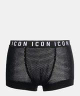 Bóxer negro Dsquared2 con logotipo ICON tejido de rejilla