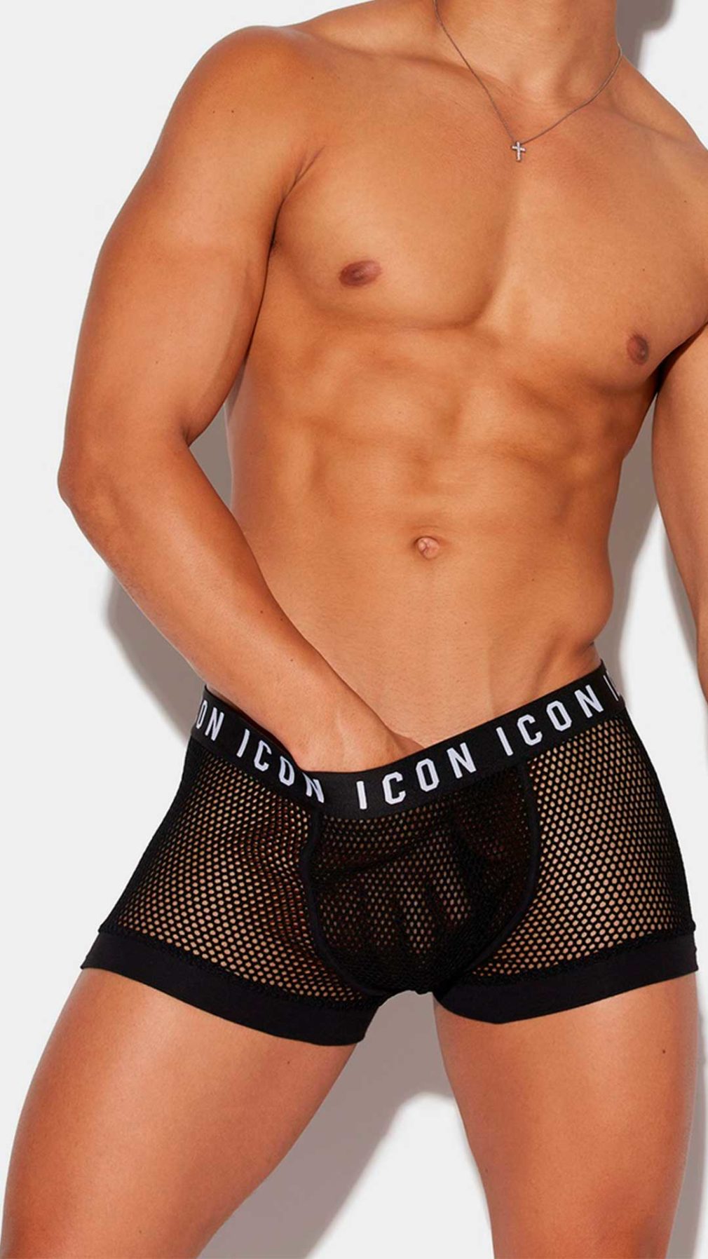 Bóxer negro Dsquared2 con logotipo ICON tejido de rejilla