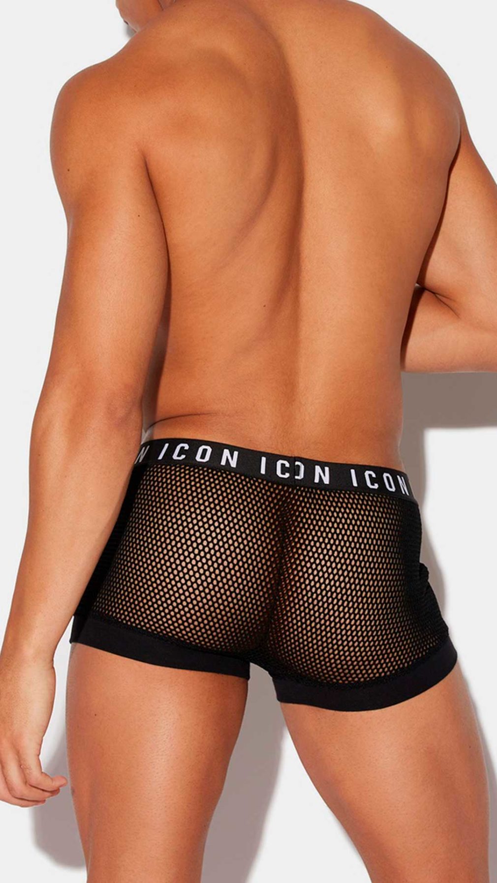 Bóxer negro Dsquared2 con logotipo ICON tejido de rejilla