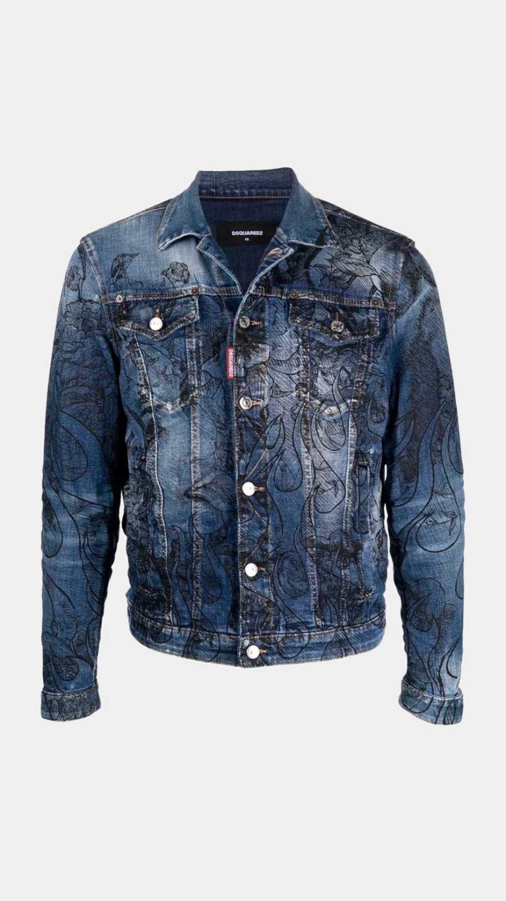 Chaqueta Dsquared2 con estampado y etiqueta del logotipo en la parte delantera