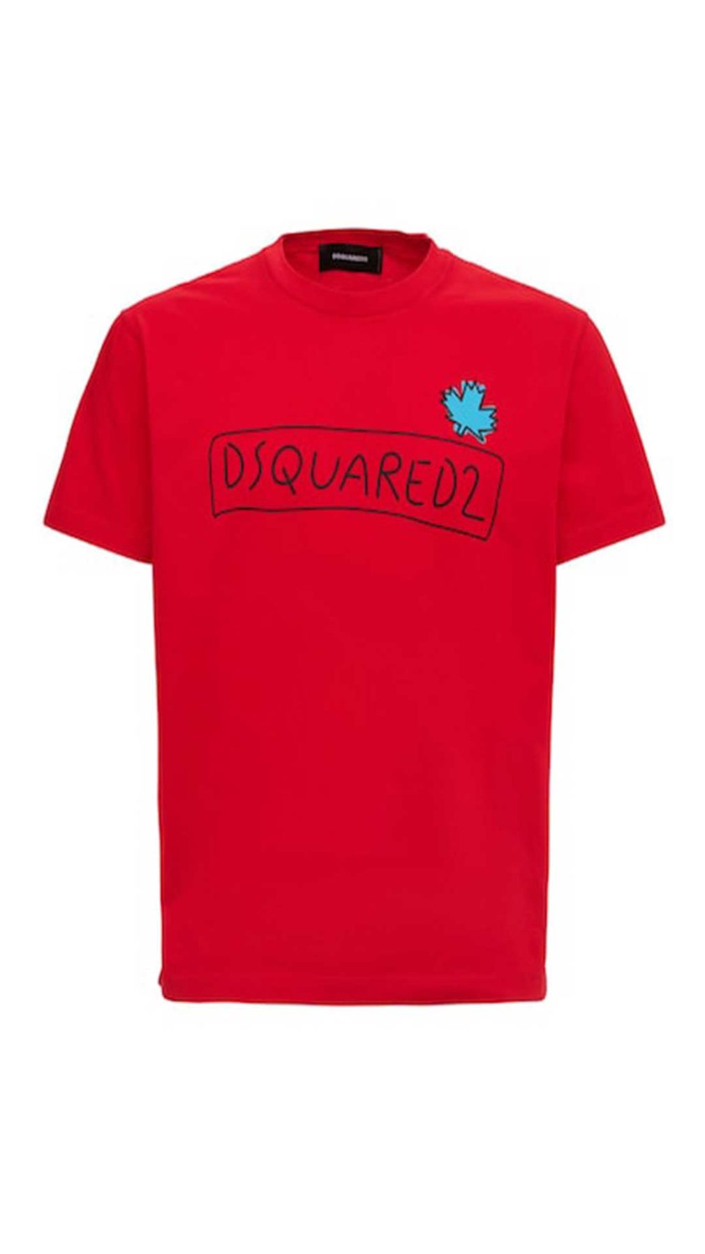 Camiseta roja Dsquared2 con logotipo y hoja de Canadá