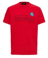 Camiseta roja Dsquared2 con logotipo y hoja de Canadá