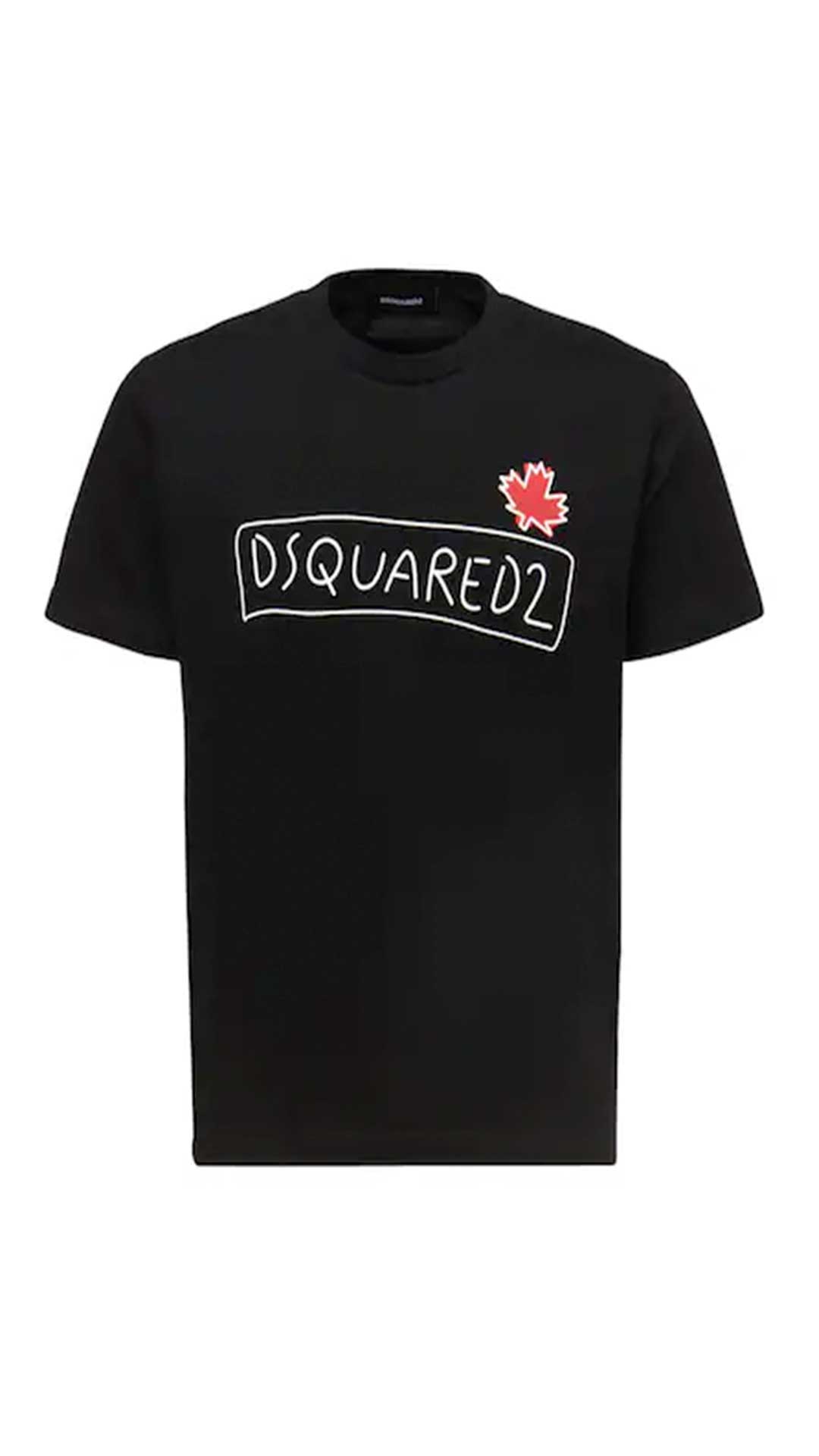 Camiseta negra Dsquared2 con logotipo y hoja de Canada Barcelona Zona eleven