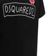 Camiseta negra Dsquared2 con logotipo y hoja de Canadá