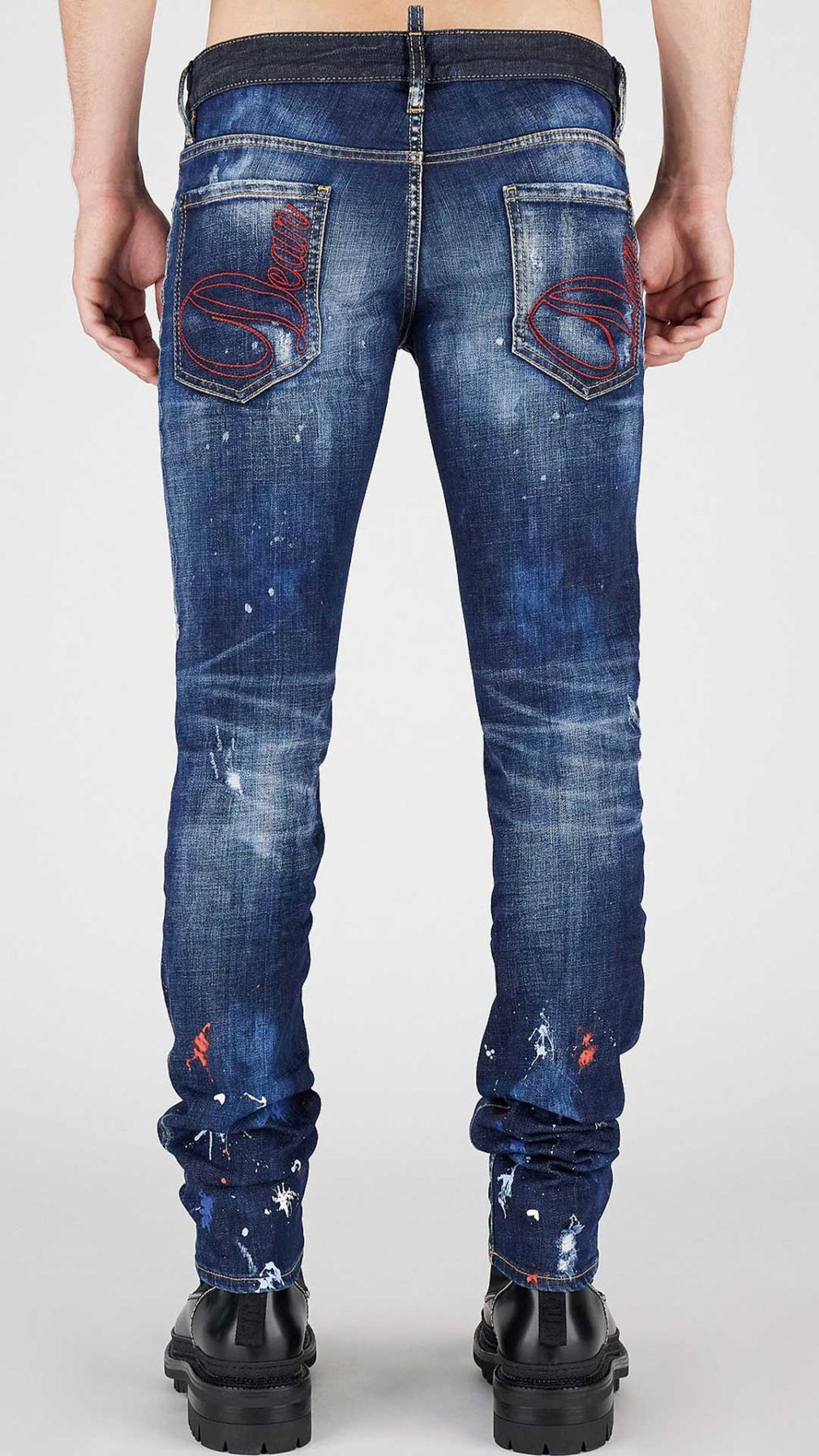 Jeans Slim Dsquared2 con bordado Dean & Dan en bolsillos traseros