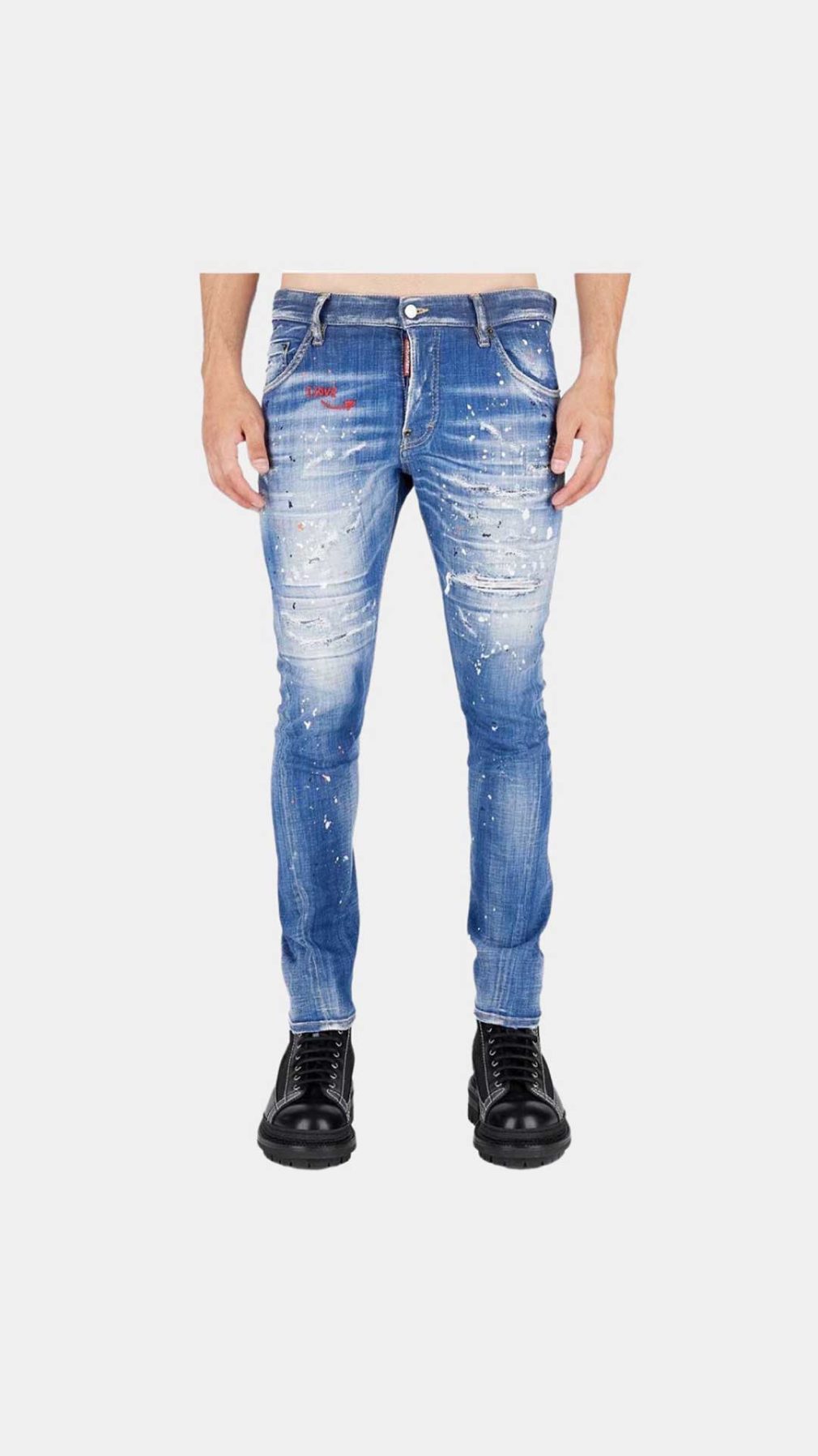 Jeans Sexy Twist Dsquared2 con bordado I LOVE en la parte delantera