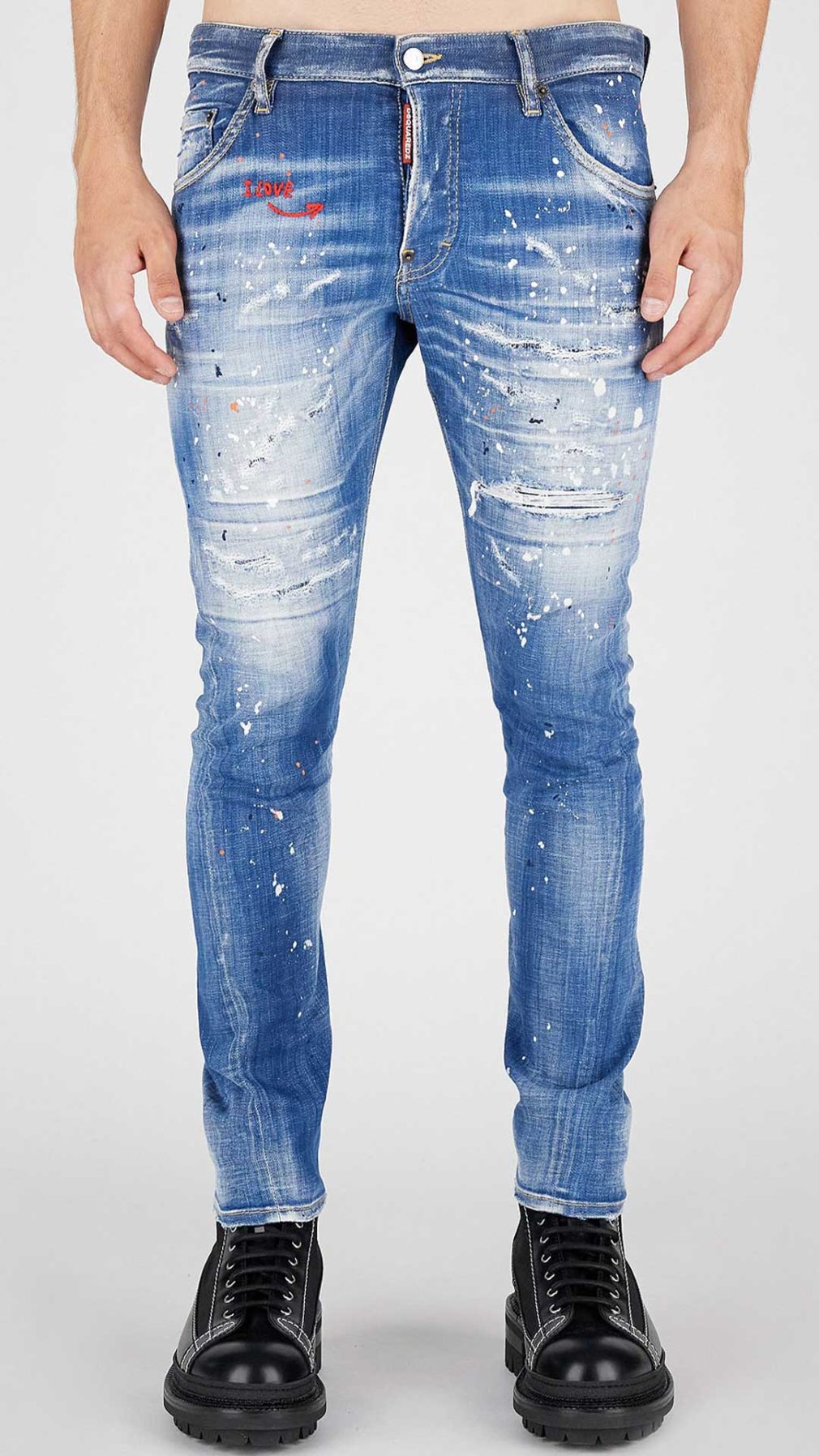 Jeans Sexy Twist Dsquared2 con bordado I LOVE en la parte delantera