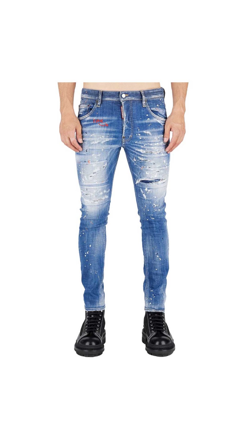 Jeans Skater Dsquared2 con bordado I Love en la parte delantera