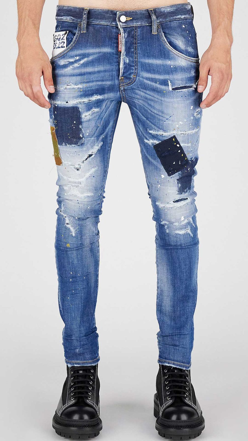 Jeans Super Twinky Dsquared2 con parche camuflaje y etiqueta con logotipo