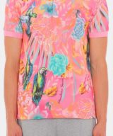Polo rosa Moschino con estampado tropical gráfico