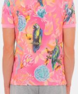 Polo rosa Moschino con estampado tropical gráfico