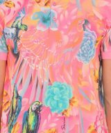 Polo rosa Moschino con estampado tropical gráfico