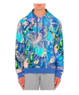 Sudadera azul Moschino con capucha estampado tropical