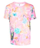Camiseta rosa Moschino con estampado tropical