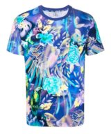 Camiseta azul Moschino con estampado tropical