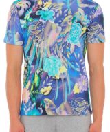 Camiseta azul Moschino con estampado tropical