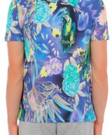 Camiseta azul Moschino con estampado tropical