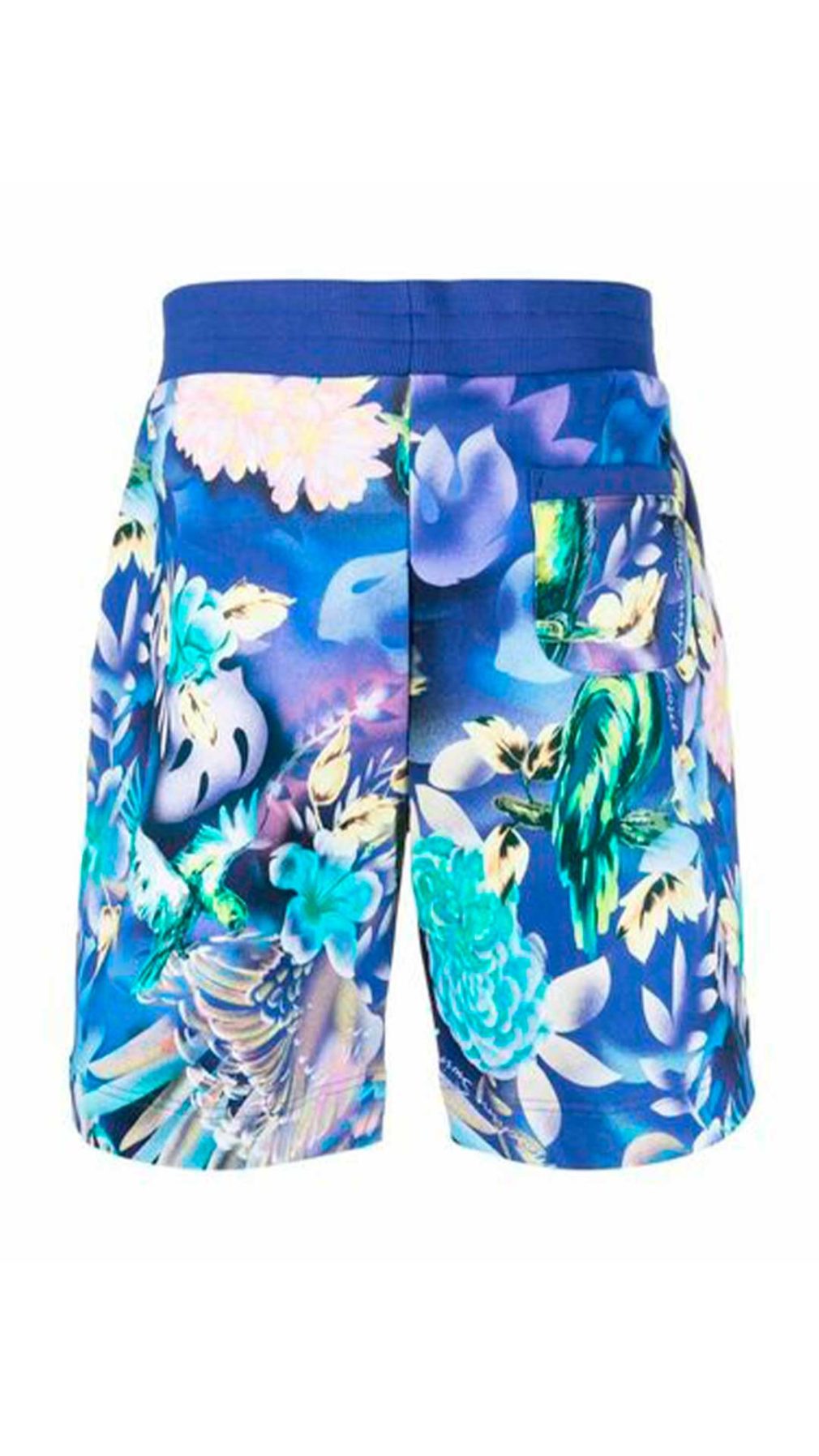 Pantalón corto azul Moschino con estampado tropical