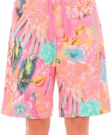 Pantalón corto rosa Moschino con estampado tropical