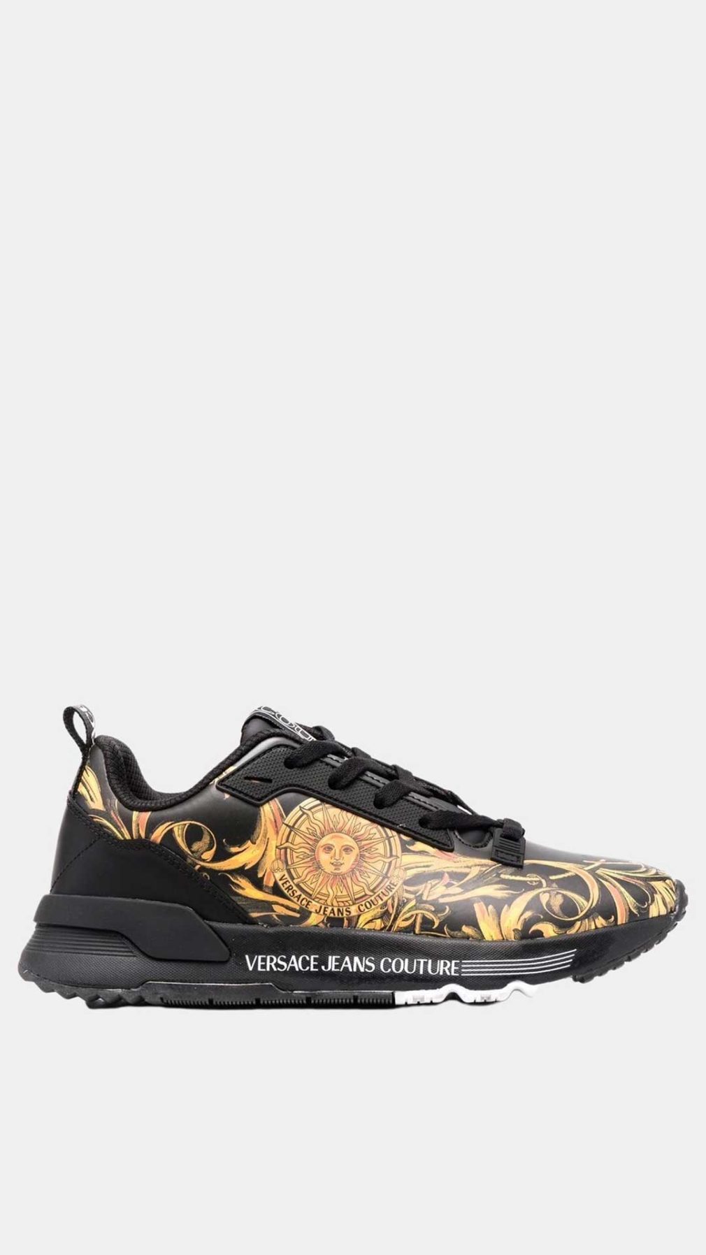 Deportiva negra Versace Jeans Couture con logotipo y estampado barroco