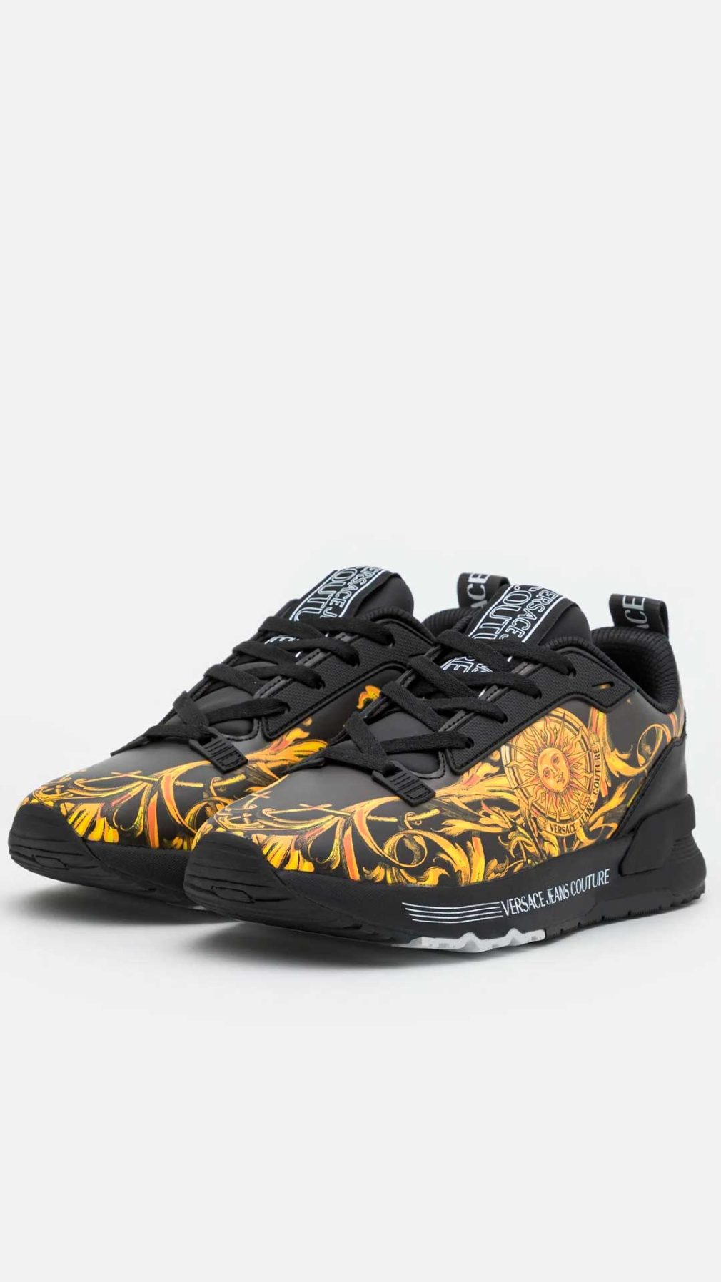 Deportiva negra Versace Jeans Couture con logotipo y estampado barroco