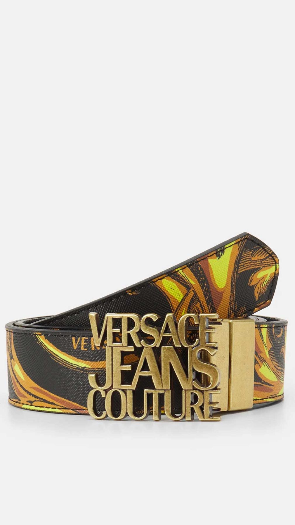 Cinturón Versace Jeans Couture estampado barroco con hebilla del logo