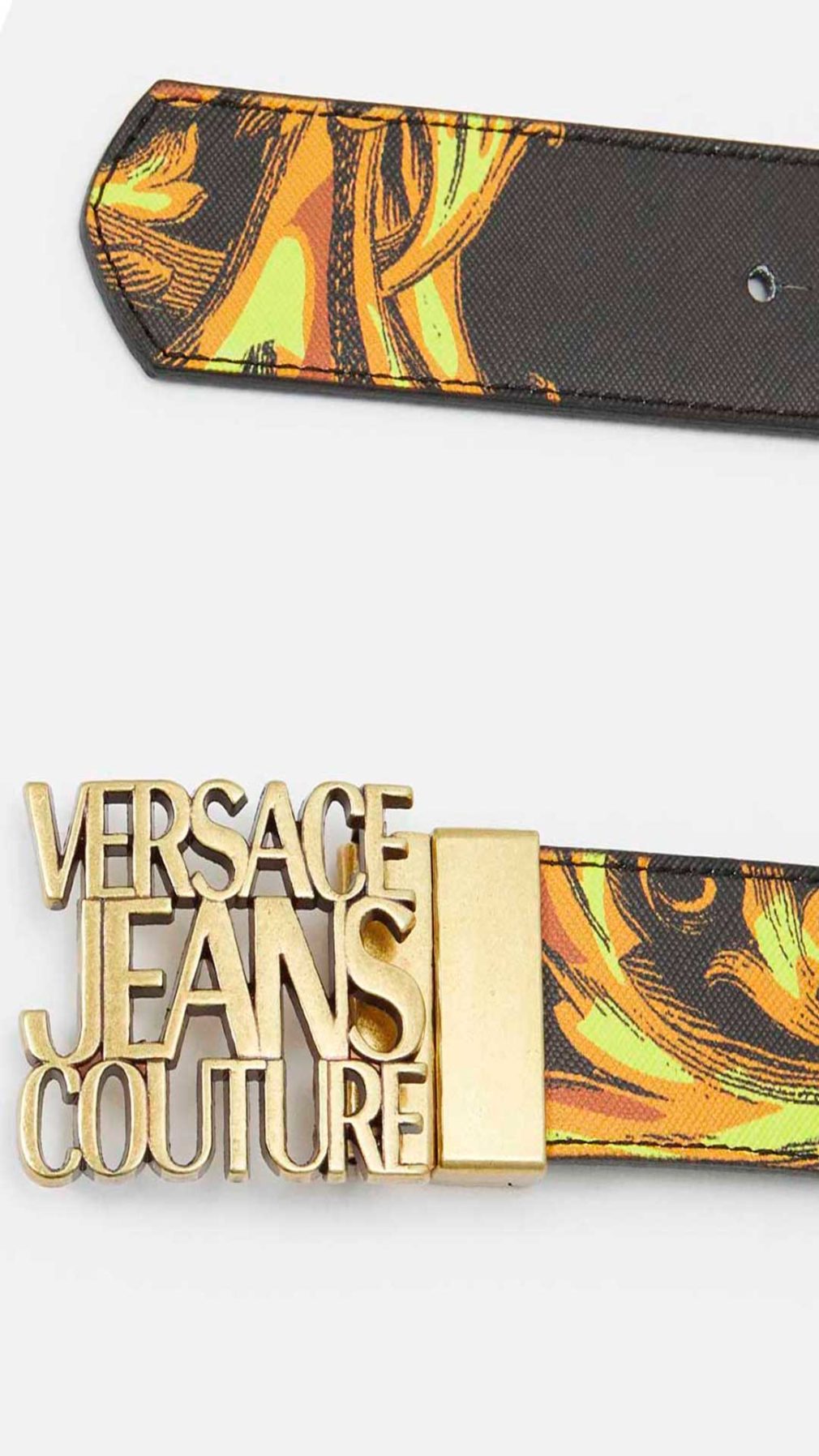 Cinturón Versace Jeans Couture estampado barroco con hebilla del logo