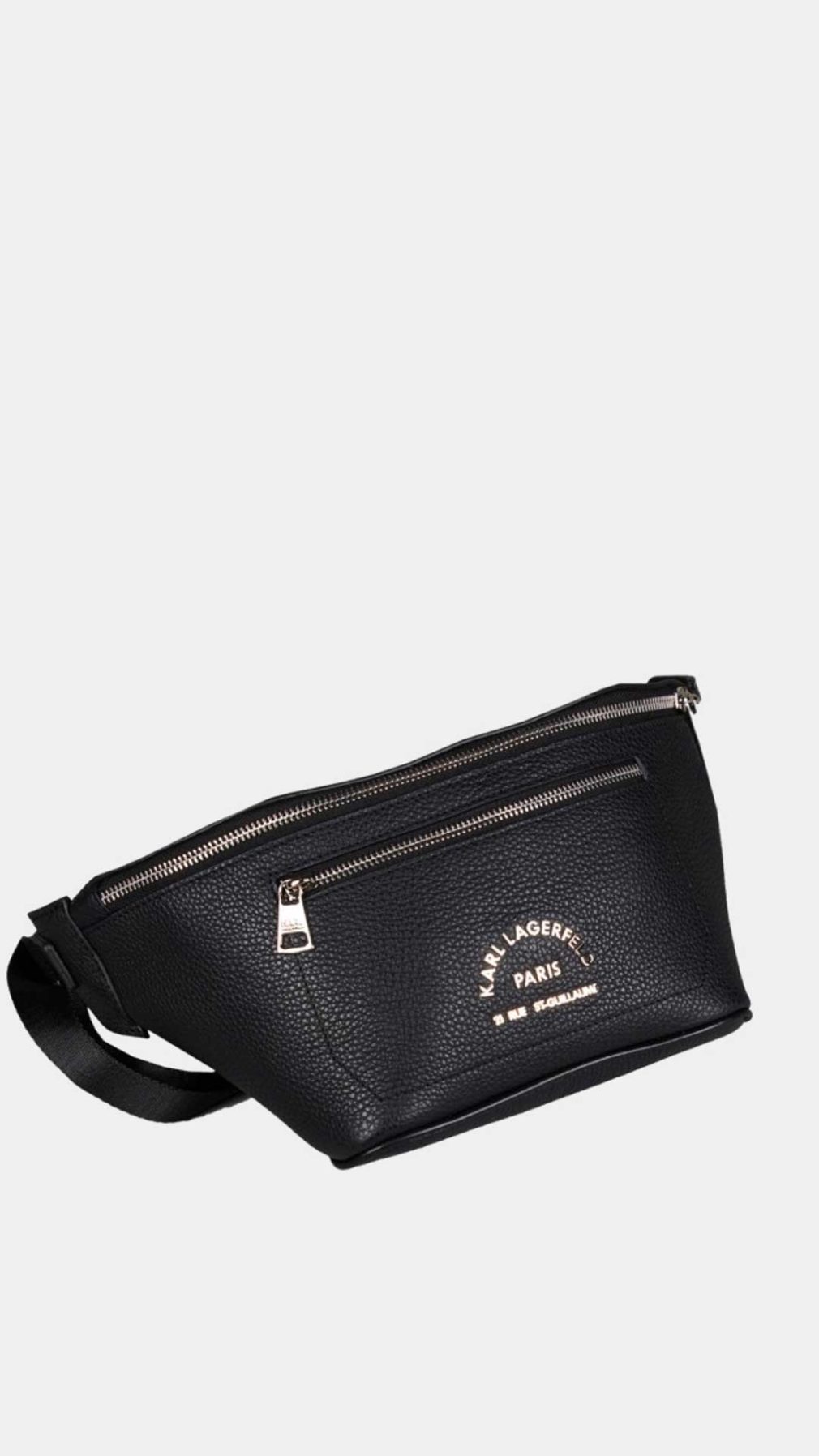 Riñonera Karl Lagerfeld con logotipo Rue St-Guillaume en la parte delantera y doble bolsillo