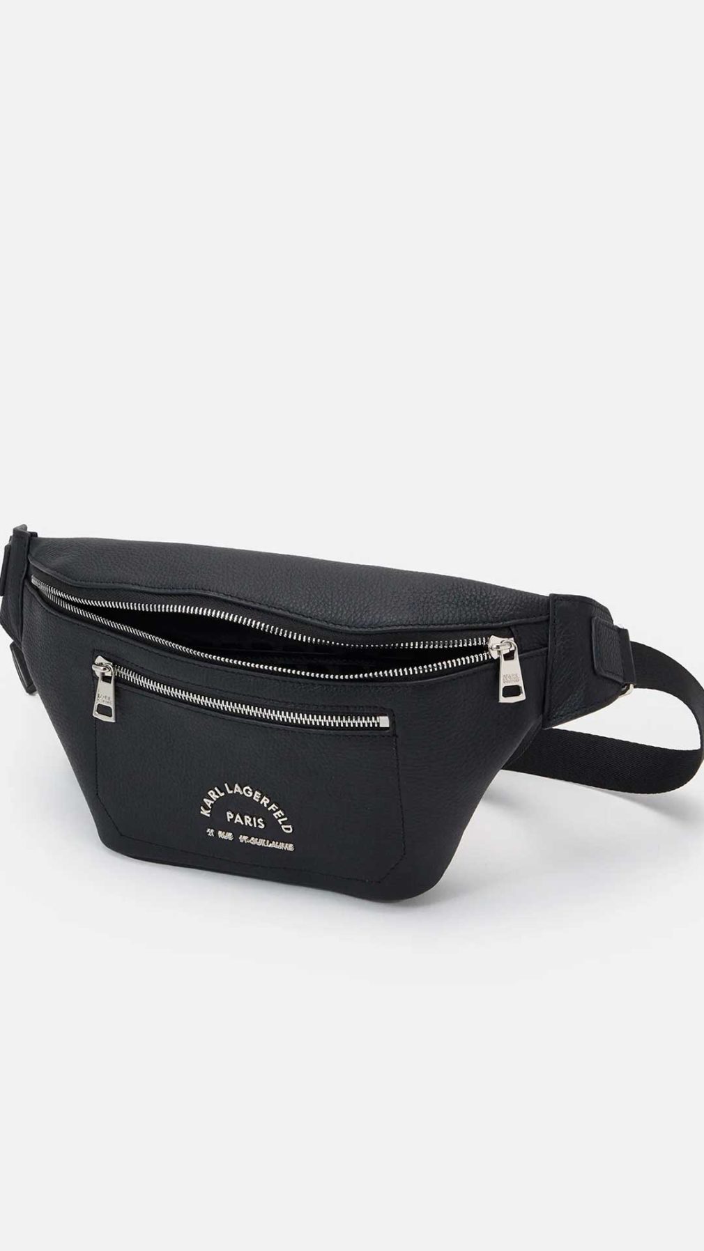 Riñonera Karl Lagerfeld con logotipo Rue St-Guillaume en la parte delantera y doble bolsillo