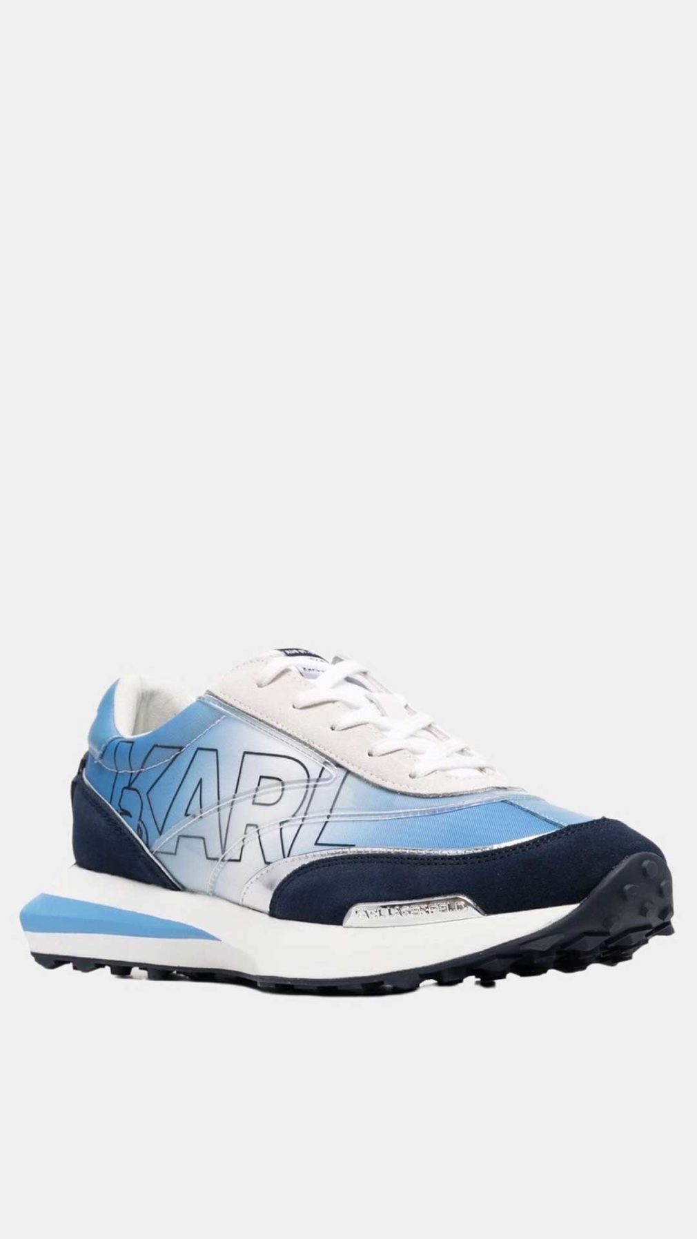 Deportivas azul Karl Lagerfeld con detalles translúcidos en los paneles laterales y un maxi logo estampado