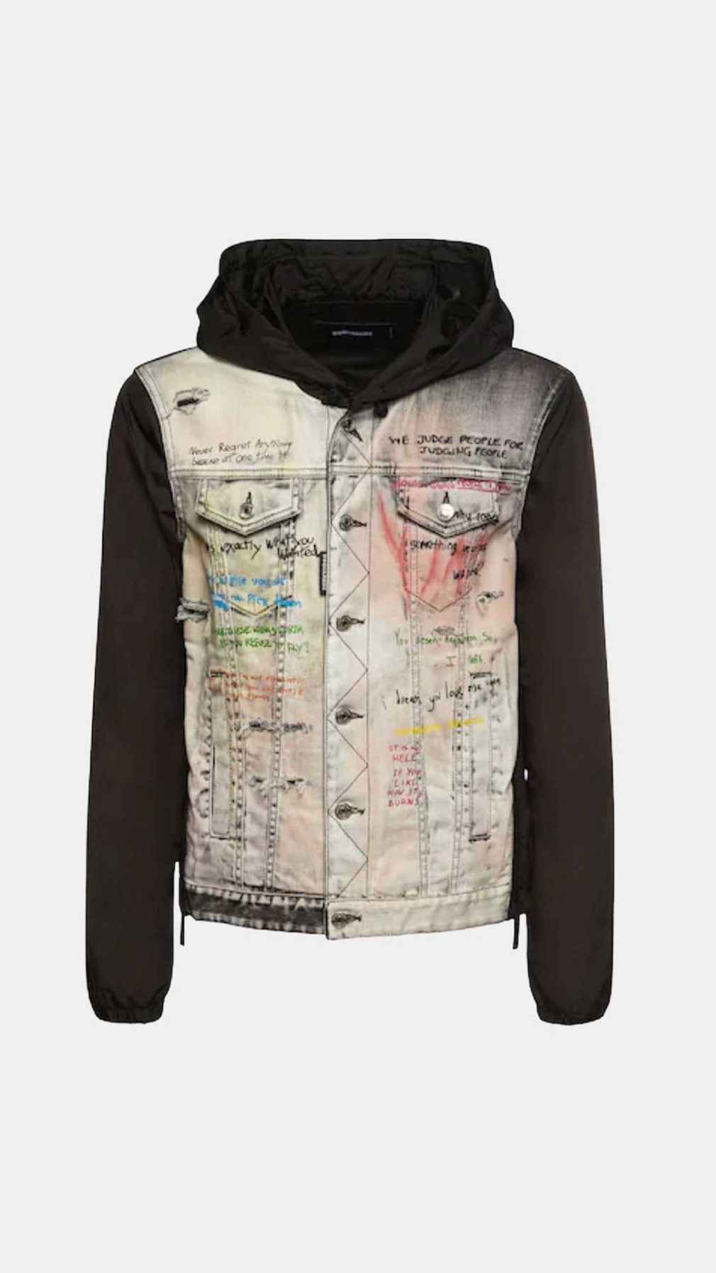 Chaqueta Dsquared2 con estampado de grafiti parte trasera de nailon con capucha