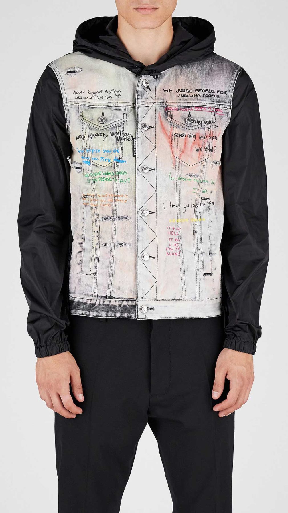 Chaqueta Dsquared2 con estampado de grafiti parte trasera de nailon con capucha