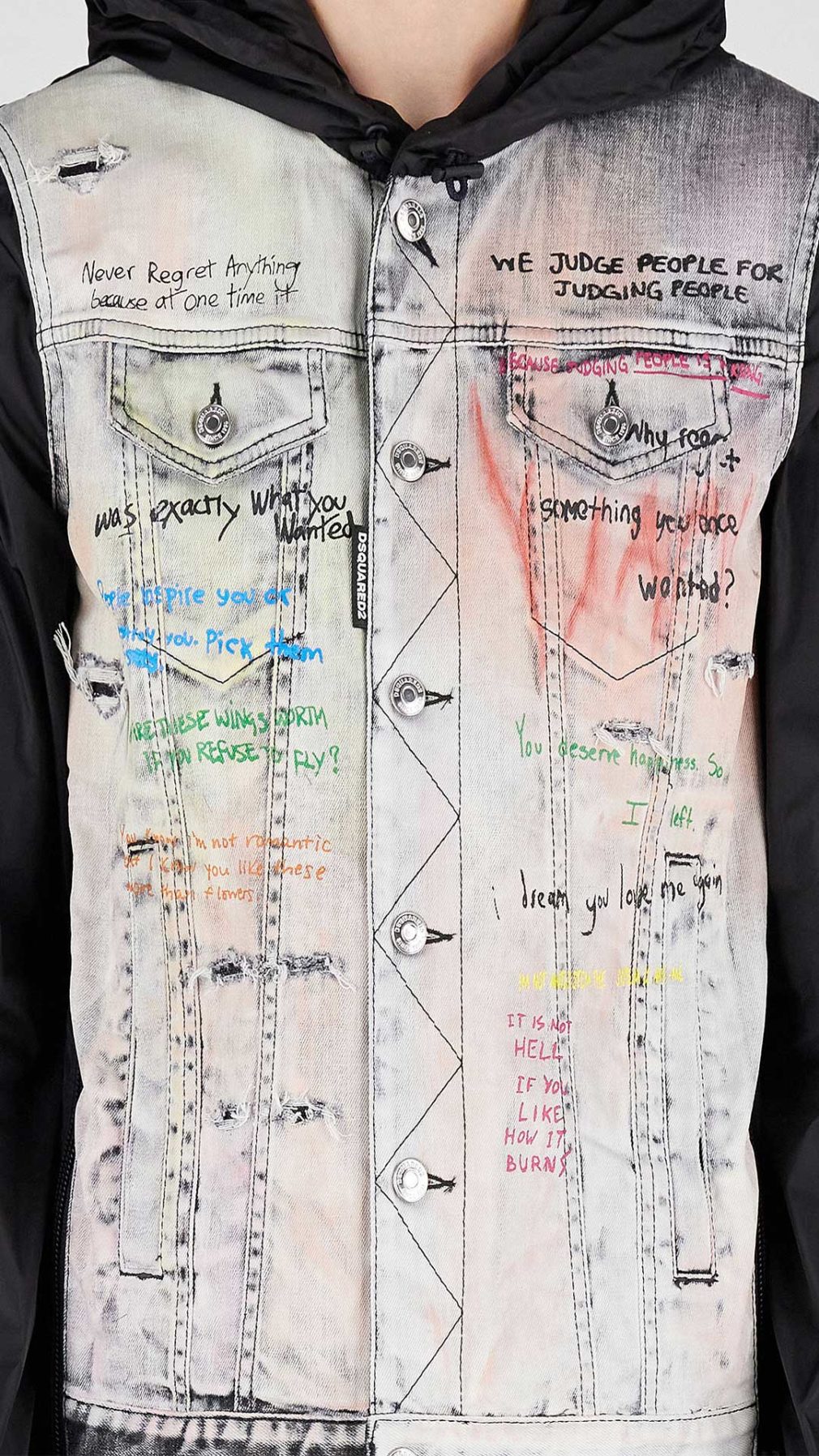 Chaqueta Dsquared2 con estampado de grafiti parte trasera de nailon con capucha
