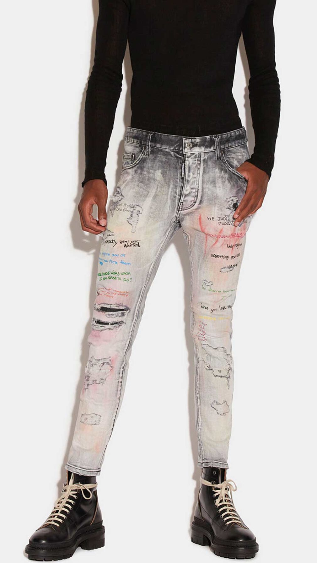 Jeans Skater Dsquared2 con estampado de grafiti en la parte delantera