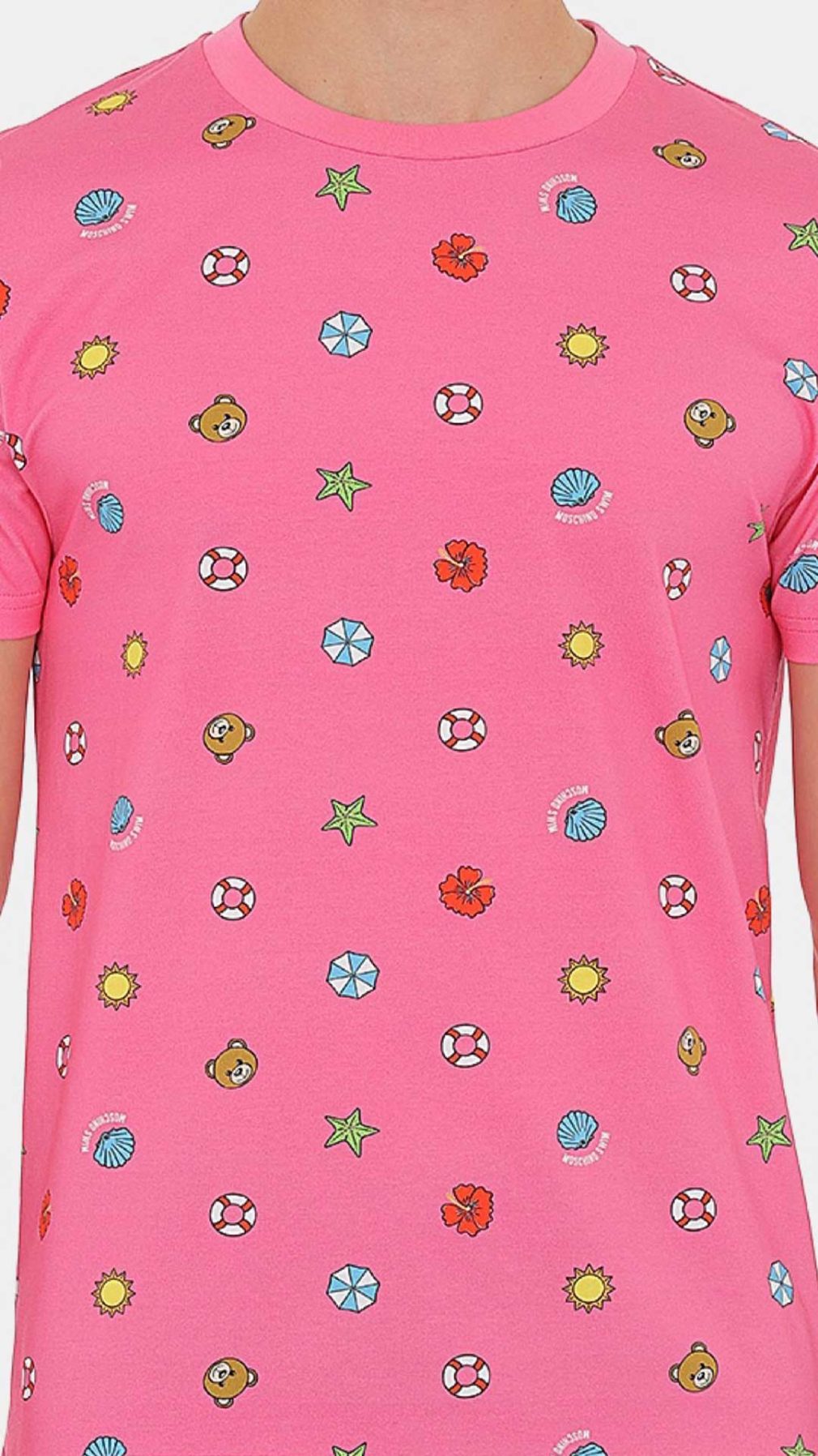 Camiseta rosa Moschino con estampado