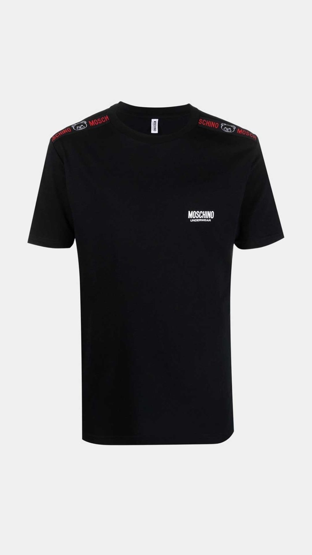 Camiseta negra de Moschino con logotipo en el pecho